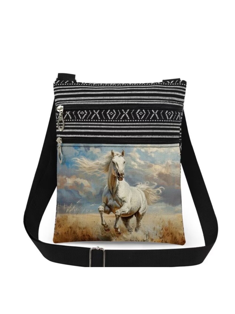 Wild & Free Horse Print Crossbody Bag With Adjustable Strap Durable